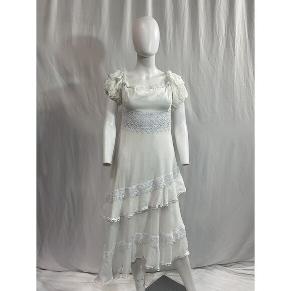 Charo Ruiz White Short Sleeve Midi Dress Size L - Picture 1 of 4